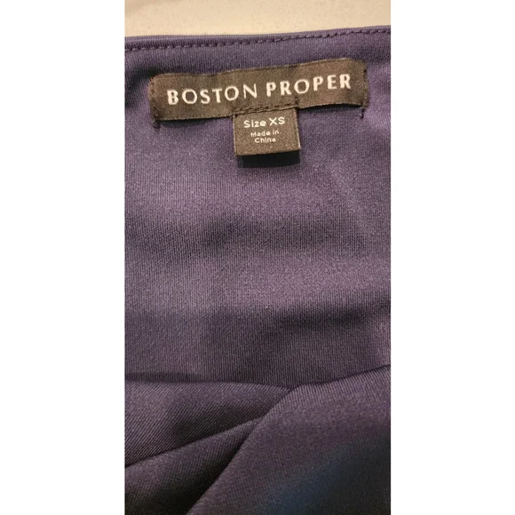 Boston Proper Navy Blue Halter Banded-Bottom Mock-Neck Knit Top Women's XS - Picture 7 of 11